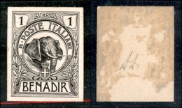 COLONIE - SOMALIA - 1903 - Prova Di Conio - 1 Besa (1) - Stampa In Nero Su Cartoncino Gessato - Gomma Parziale - Diena - Altri & Non Classificati