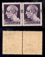 RSI - G.N.R. Brescia - 1943 - Seconda Tiratura - 1 Lira (479/Ihcb - CEI 10/I Varietà) - Coppia Con R A Cavallo - Gomma I - Autres & Non Classés