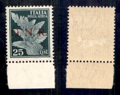 RSI - G.N.R. Brescia - Posta Aerea - 1943 - 25 Cent (117/Iiab) Con Punto Grosso Dopo R (pos. 99) - Gomma Integra (con Fa - Altri & Non Classificati