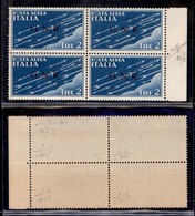 RSI - G.N.R. Brescia - Posta Aerea - 1943 - 2 Lire (122/I) In Quartina - Gomma Integra - Sorani + Cert. Oro Raybaudi + C - Altri & Non Classificati