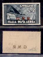 RSI - G.N.R. Brescia - Posta Aerea - 1943 - GNR Brescia - 2 Lire Aero Espresso (125/II - Aerea) Con Decalco - Gomma Orig - Other & Unclassified