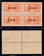 RSI - G.N.R. Brescia - Espressi - 1943 - 2,50 Lire (20/II + 20/IIa + 20/III + 20/III) - Quartina Con Le Tre Diverse Sopr - Sonstige & Ohne Zuordnung