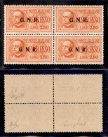 RSI - G.N.R. Brescia - Espressi - 1943 - 2,50 Lire (20/II + 20/IIa + 20/III + 20/III) - Quartina Con Le Tre Diverse Sopr - Altri & Non Classificati