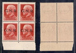 RSI - G.N.R. Verona - 1944 - 75 Cent (478) In Quartina - Punto Piccolo Dopo N (478iad - Non Catalogato) In Basso A Destr - Other & Unclassified