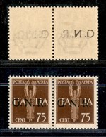 RSI - G.N.R. Verona - Posta Aerea - 1944 - 75 Cent (119e) - Coppia Orizzontale Con Decalco A Sinistra - Gomma Integra -  - Otros & Sin Clasificación