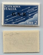 RSI - G.N.R. Verona - Posta Aerea - 1944 - Errore Di Colore - 2 Lire (122A) - Gomma Integra - Raybaudi + Cert. AG (1.500 - Altri & Non Classificati