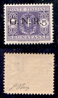 RSI - G.N.R. Verona - Segnatasse - 1944 - 5 Lire (57) - Gomma Integra - Cert. AG (900) - Andere & Zonder Classificatie