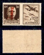 RSI - Provvisori - Propaganda Di Guerra - 1944 - 30 Cent Aviazione (31 Varietà E) Con Soprastampa Rosso Arancio - Gomma  - Autres & Non Classés