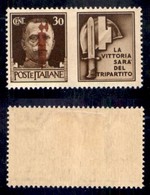 RSI - Provvisori - Propaganda Di Guerra - 1944 - Soprastampa Bruna - 30 Cent Milizia (32 Errore F) - Gomma Originale - C - Autres & Non Classés