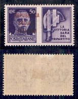 RSI - Provvisori - Propaganda Di Guerra - 1944 - Soprastampa Bruna - 50 Cent Milizia (36F) - Gomma Originale - Cert. AG - Otros & Sin Clasificación