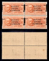 RSI - Provvisori - Espressi - 1944 - 2,50 Lire (22a/ha Varietà) - Quartina Con Soprastampe Oblique Capovolte E Fasci A C - Other & Unclassified