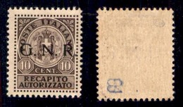 RSI - G.N.R. Brescia - 1944 - Falso D'Epoca (soprastampa Di Brescia) - 10 Cent  - Gomma Integra - Cert. Brutto - Autres & Non Classés