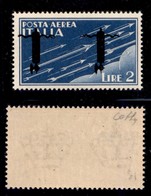 RSI - Saggi-Verona - Posta Aerea - 1944 - 2 Lire (P15Aa) Con Soprastampa Capovolta - Gomma Integra - Cert. Colla (6.000) - Autres & Non Classés