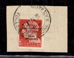 EMISSIONI LOCALI - BASE ATLANTICA - 1943 - 20 Cent (8) Su Frammento - I Di Italia Di Altro Corpo - Non Catalogato - Other & Unclassified