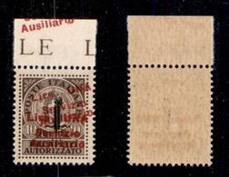 EMISSIONI LOCALI - GUIDIZZOLO - 1945 - 1 Lira Su 10 Cent (2b) Bordo Foglio Con Doppia Soprastampa (una Obliqua Ripetuta  - Autres & Non Classés