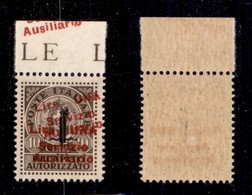 EMISSIONI LOCALI - GUIDIZZOLO - 1945 - 1 Lira Su 10 Cent (2b) Bordo Foglio Con Doppia Soprastampa (una Obliqua Ripetuta  - Altri & Non Classificati