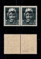 EMISSIONI LOCALI - TERAMO - 1944 - 15 Cent (1g + 1) - Coppia Con A Diversa A Sinistra - Gomma Integra - Oliva (540+) - Otros & Sin Clasificación