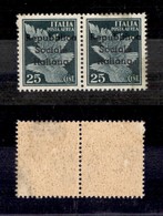 EMISSIONI LOCALI - TERAMO - 1944 - 25 Cent (12 + 12 L) In Coppia Con U Più Piccolo A Destra - Gomma Integra (vetrificata - Sonstige & Ohne Zuordnung