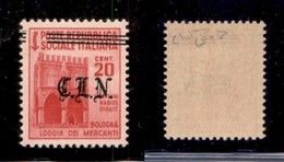 C.L.N. - TORINO - 1945 - 20 Cent (Errani 4b) Soprastampa Obliqua (a Cavallo) - Gomma Integra - Raybaudi - Other & Unclassified