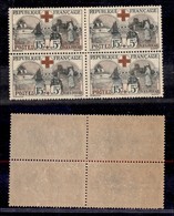 EUROPA - FRANCIA - 1918 - 15 + 15 Cent Croce Rossa (136) In Quartina - Gomma Integra - Altri & Non Classificati