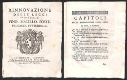 ITALIA - PREFILATELICHE - 1704 - Firenze - Rinnovazioni Delle Leggi - ...Poste Procacci E Vetturini - Capitolo X - Pag.  - Sonstige & Ohne Zuordnung