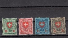 Suisse - 1924 - Neuf* - N°YT 208/11 - Type écussons - Charnières - Nuovi