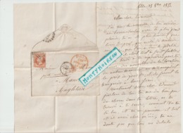 V P :Timbre  Empire : Lettre Nord  1855? , Valenciennes , Lille , Manchester ,angleterre - Ohne Zuordnung