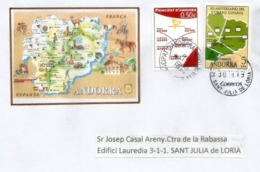 Andorra Map. Carte D'Andorre. Timbres Nouveau Code Postal Andorran, émissions Andorra España & Français. - Storia Postale