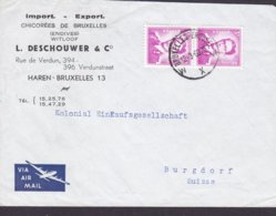 Belgium Air Mail L. DESCHOUWER & Co., HAREN-BRUXELLES Brussel 1960 Cover Brief BURGDORF Suisse Baudouin Paare Pair - Briefe U. Dokumente