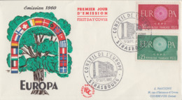 Enveloppe   FDC  1er   Jour    FRANCE   Paire   EUROPA     STRASBOURG    1960 - 1960