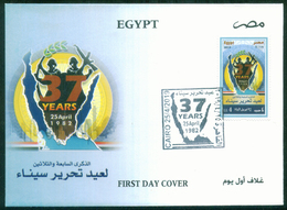 EGYPT / 2019 / LIBERATION OF SINAI / MAP/ RED SEA / FLAG / MOSQUE / SOLDIERS / GUN / OLIVE BRANCH / FDC - Cartas & Documentos