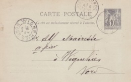 Carte Sage 10 C Noir G8 Oblitérée Repiquage Dervaux Ibled - Overprinter Postcards (before 1995)