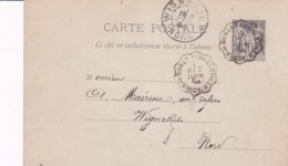 Carte Sage 10 C Noir G8 Oblitérée Repiquage Forges De Brévilly - Overprinter Postcards (before 1995)