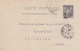 Carte Sage 10 C Noir G8 Oblitérée Repiquage Pellot Et Hofman - Cartoline Postali Ristampe (ante 1955)