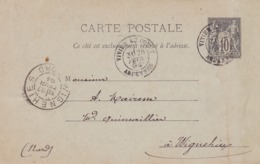 Carte Sage 10 C Noir G8 Oblitérée Repiquage  Cannepin - Postales  Transplantadas (antes 1995)