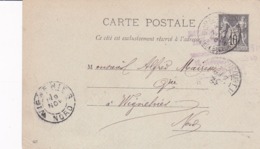 Carte Sage 10 C Noir G9 Oblitérée Repiquage  Japy - Bijgewerkte Postkaarten  (voor 1995)