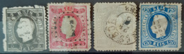 PORTUGAL 1870/84 - Canceled - Sc# 34, 41, 45, 46 - 45 Is Damaged! - Used Stamps