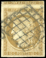 O N°1, 10c. Bistre. Amorce De Tête-Bêche Sur Le Timbre Supérieur. R. TB. - 1849-1850 Cérès