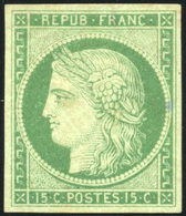 * N°2, 15c. Vert. Infime Trace D'encre Au Verso. TB. R. - 1849-1850 Cérès