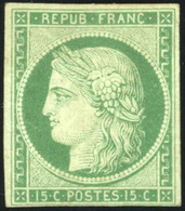 * N°2, 15c. Vert. Très Frais. Marge Intacte En Bas. B. - 1849-1850 Cérès