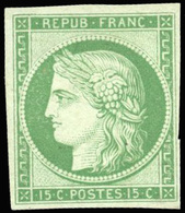* N°2e, 15c. Vert. Réimpression. SUP. - 1849-1850 Cérès