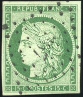 O N°2b, 15c. Vert Foncé. Obl. PC 367. TB. - 1849-1850 Cérès