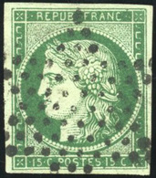 O N°2c, 15c. Vert Très Foncé. Obl. étoile. SUP. - 1849-1850 Cérès