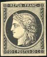 ** N°3a, 20c. Noir S/blanc. TB. - 1849-1850 Cérès