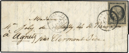 O N°3, 20c. Noir Obl. S/lettre Frappée Du CàD De PARIS 60 - Bureau L Du 1er Janvier 1849 à Destination D' AGNETZ - OISE. - 1849-1850 Cérès