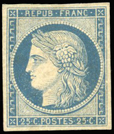 * N°4, 25c. Bleu S/jaunâtre. Anciennement Coté Dans Yvert. SUP. - 1849-1850 Cérès