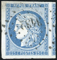 O N°4, 25c. Bleu. Obl. PC. Amorce D'un Voisin. SUP. - 1849-1850 Cérès