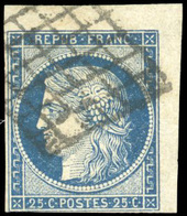 O N°4, 25c. Bleu. Obl. CdeF. TB. - 1849-1850 Cérès