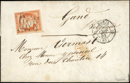 O N°5, 40c. Orange Obl. Grille Sans Fin S/lettre Frappée Du CàD De PARIS (60) Du 26 Octobre 1852 à Destination De GAND - - 1849-1850 Cérès