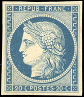 (*) N°8, 20c. Bleu S/jaunâtre Dit ''Durrieu''. Grandes Marges. Non émis. SUP - 1849-1850 Cérès